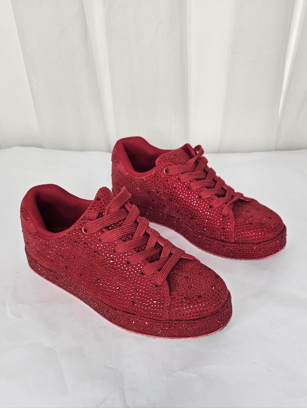 Lucky Step Red Rhinestone Platform Sneakers Sparkly Bling Air Cooled Dorothy 8